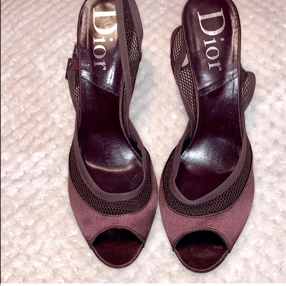 Dior satin mesh prune sandal